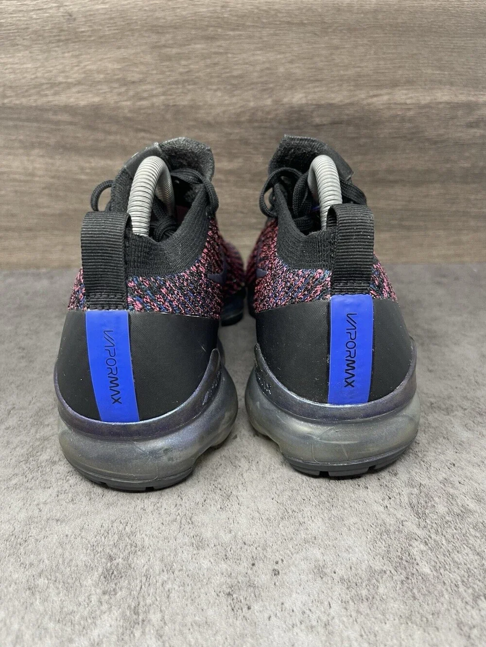 Nike Air VaporMax Flyknit 3 Black Pink Blue Womens Size 8.5 Running Shoes